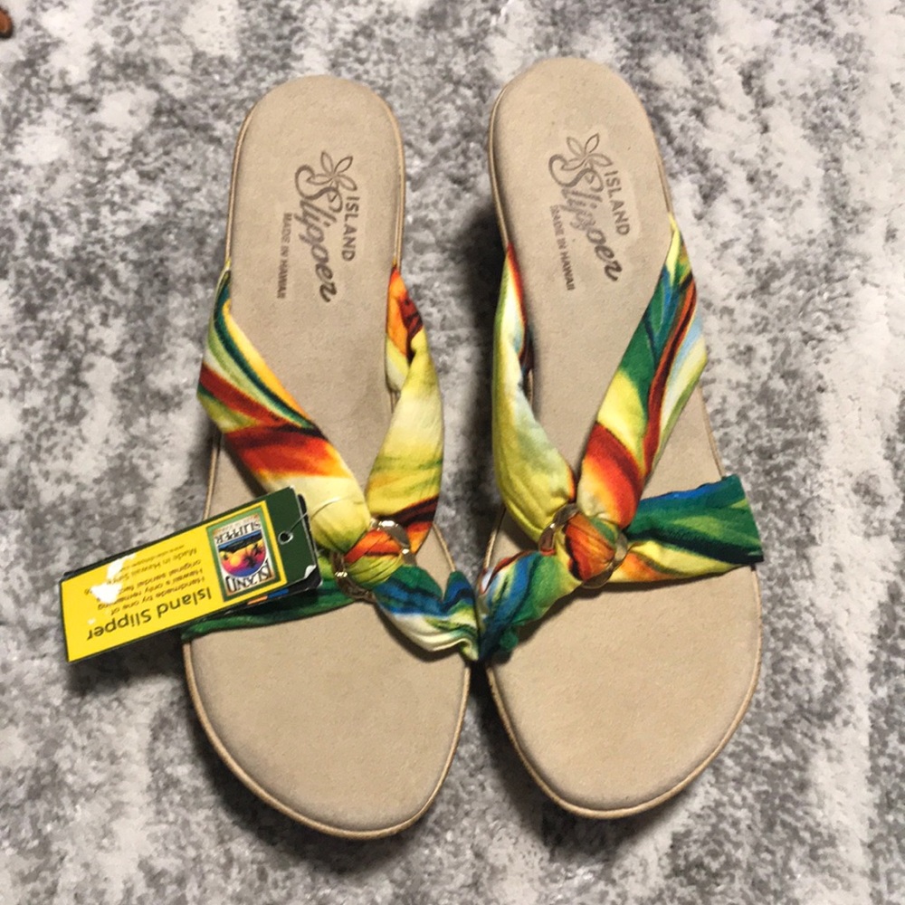 Island Slipper Hawaii Wedge Tropical Sandals Heels S.H